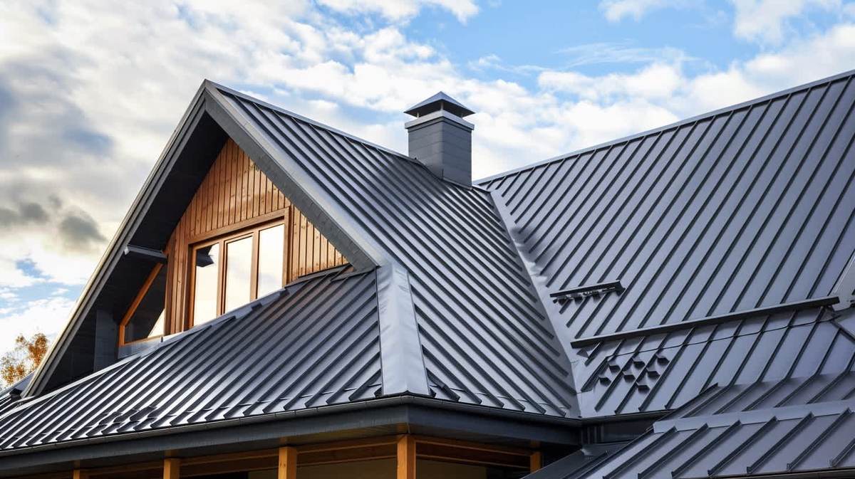 Balçova EPDM Kauçuk Çatı – antrasit kenet sistem metal çatıyla kaplanmış müstakil ev